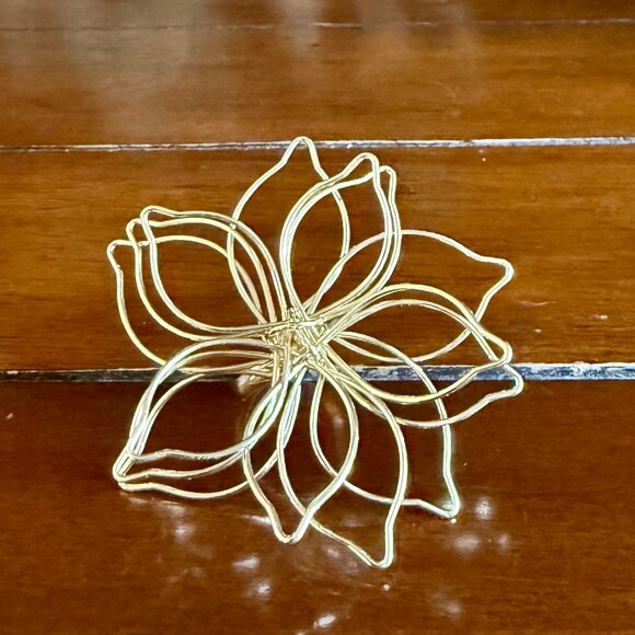 NEW Large Flower Open Ring Vintage Style Adjustable - Picture 2 of 5